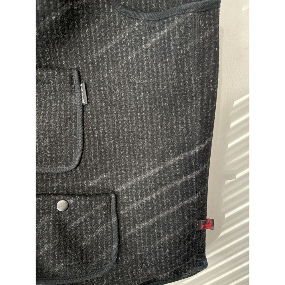 Woolrich XL Wool Blend Full Zip Utility Vest Charcoal Gray Cinch Back Pockets - Picture 3 of 10